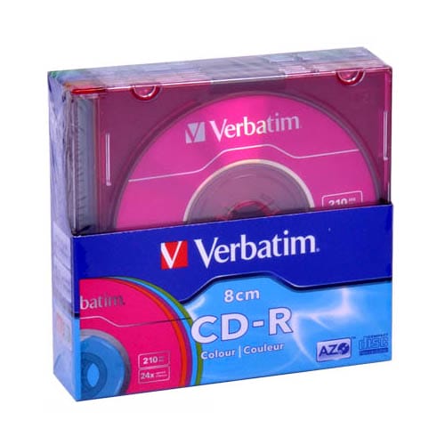 Mini CD-R Verbatim, AZO, Color, 210MB, 24X, Slim case 5бр.