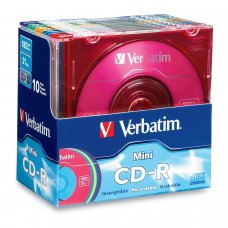 Mini CD-R Verbatim, DataLife, Color, 185MB, 24X, Slim case 10бр.