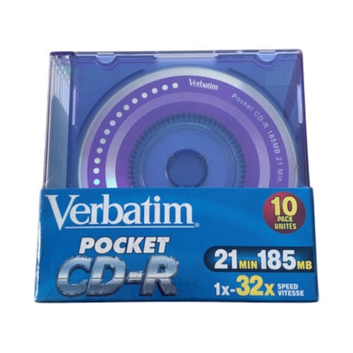 Mini CD-R Verbatim, Pocket, Color, 185MB, 32X, Slim case 10бр.