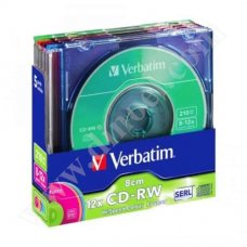 Mini CD-RW Verbatim, SERL, Color, 210MB, 8-12X, Slim case 5бр.