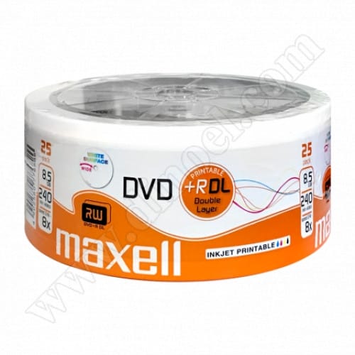 DVD+R DL Maxell, Inkjet Printable, 8.5GB, 8X, целофан 25бр.