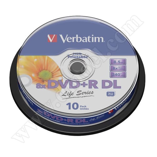 DVD+R DL Verbatim, Inkjet Printable, Life Series, 8.5GB, 8X, Cake box 10бр.