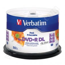 DVD+R DL Verbatim, Inkjet Hub Printable, Life Series, 8.5GB, 8X, Cake box 50бр.