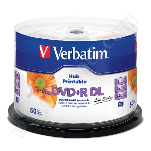 DVD+R DL Verbatim, Inkjet Hub Printable, Life Series, 8.5GB, 8X, Cake box 50бр.