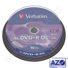 DVD+R DL Verbatim, AZO, 8.5GB, 8X, Cake box 10бр.