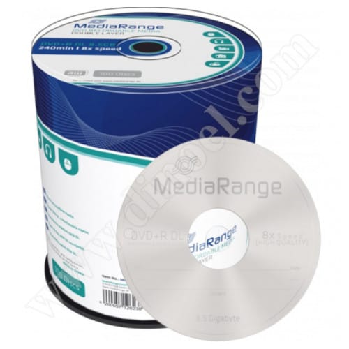 DVD+R DL MediaRange, 8.5GB, 8X, Cake box 100бр.