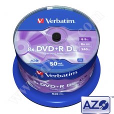 DVD+R DL Verbatim, AZO, 8.5GB, 8X, Cake box 50бр.
