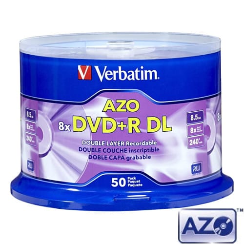 DVD+R DL Verbatim, AZO, 8.5GB, 8X, Cake box 50бр.