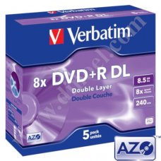DVD+R DL Verbatim, AZO, 8.5GB, 8X, Jewel case