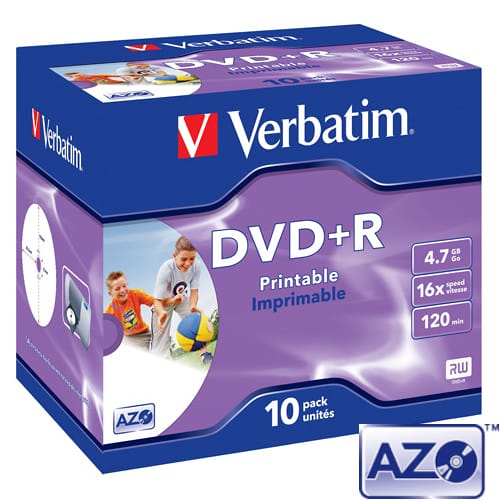 DVD+R Verbatim, Inkjet Printable, AZO, 4.7GB, 16X, Jewel case 10бр.