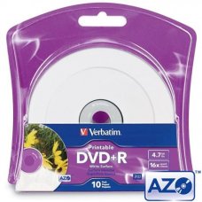 DVD+R Verbatim, Inkjet Printable, ID Branded, AZO, 4.7GB, 16X, блистер 10бр. 