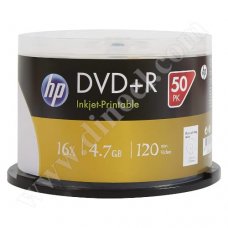 DVD+R HP, Hewlett-Packard, Inkjet Printable, 4.7GB, 16X, Cake box 50бр.