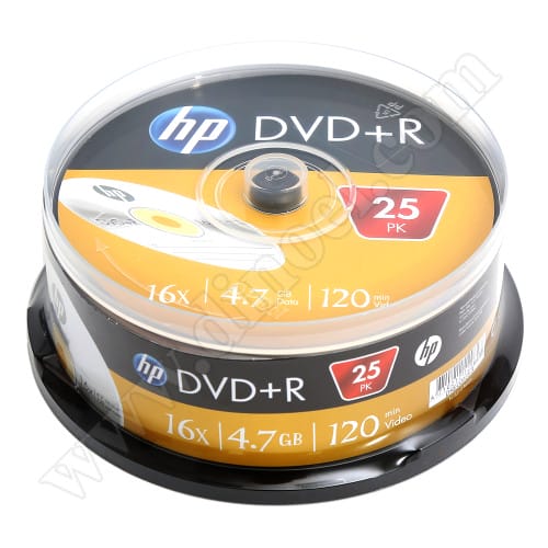 DVD+R HP, Hewlett-Packard, 4.7GB, 16X, Cake box  25бр.