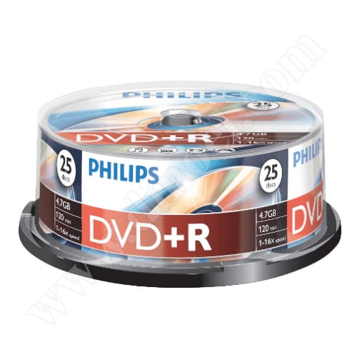 DVD+R Philips, 4.7GB, 16X, Cake box 25бр.