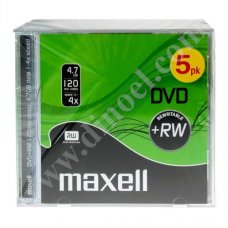 DVD+RW Maxell, 4.7GB, 4X, Jewel case 5бр.