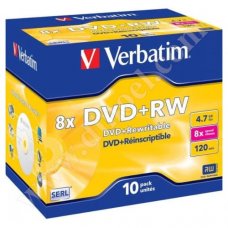 DVD+RW Verbatim, SERL, 4.7GB, 8X, Jewel case 10бр.