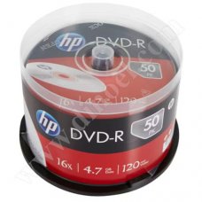 DVD-R HP, Hewlett-Packard, 4.7GB, 16X, Cake box  50бр.
