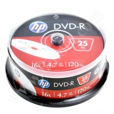 DVD-R HP, Hewlett-Packard, 4.7GB, 16X, Cake box  25бр.