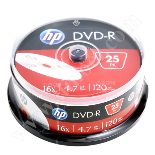 DVD-R HP, Hewlett-Packard, 4.7GB, 16X, Cake box  25бр.