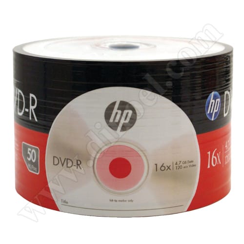 DVD-R HP, Hewlett-Packard, 4.7GB, 16X, целофан 50бр.