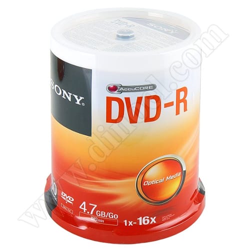 DVD-R Sony, AccuCORE, 4.7GB, 16X, Cake box 100бр.