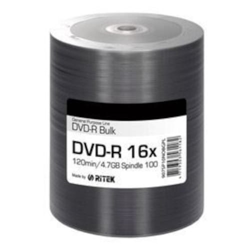 DVD-R RiTEK, NOB, FM, 4.7GB, 16X, целофан 100бр., без лого