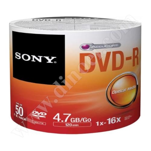 DVD-R Sony, AccuCORE, 4.7GB, 16X, целофан  50бр.