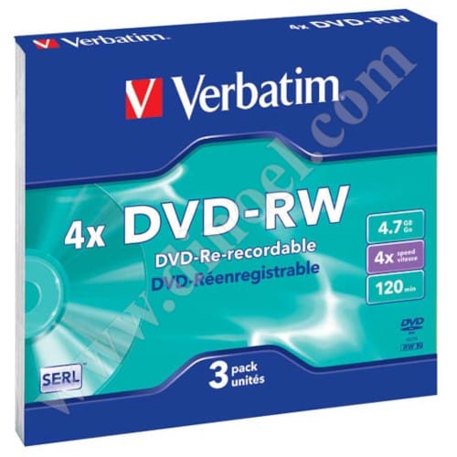 DVD-RW Verbatim, SERL, 4.7GB, 4X, Jewel case 3бр.