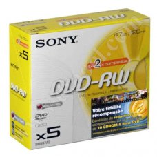 DVD-RW Sony, AccuCORE, 4.7GB, 2X, Jewel case 5бр.