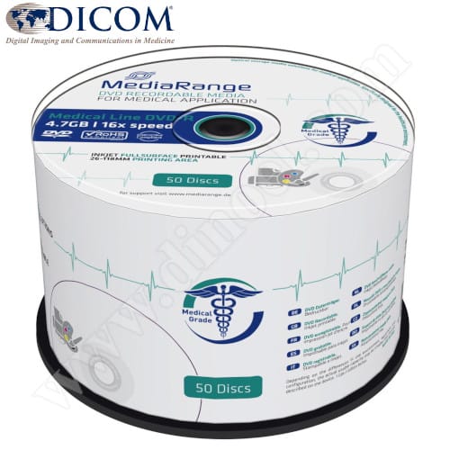 DVD-R MediaRange, Professional, Inkjet Printable, Medical Line, 4.7GB, 16X, Cake box 50бр.
