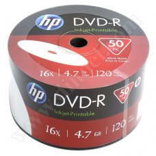 DVD-R HP, Hewlett-Packard, Inkjet Printable, 4.7GB, 16X, целофан 50бр.