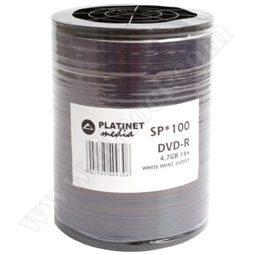 DVD-R Platinet, Inkjet Printable, Photo Glossy, 4.7GB, 16X, целофан 100бр.