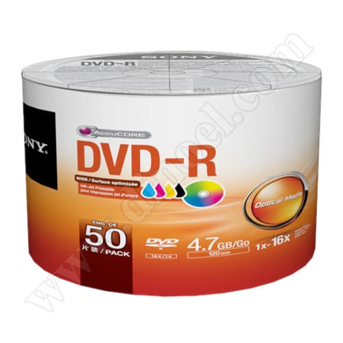DVD-R Sony, Inkjet Printable, 4.7GB, 16X, целофан 50бр.