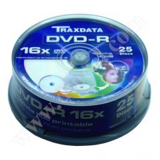 DVD-R Traxdata, Inkjet Printable, 4.7GB, 16X, Cake box 25бр.