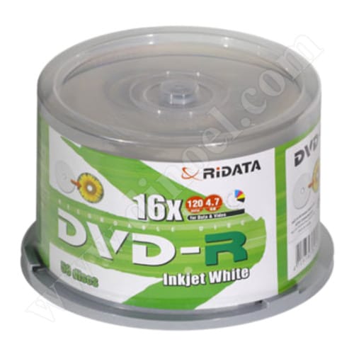DVD-R RiDATA, Inkjet Printable, 4.7GB, 16X, Cake box 50бр.