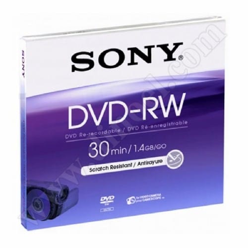 Mini DVD-RW Sony, Scratch resistant, 1.4GB, 4X, Slim case