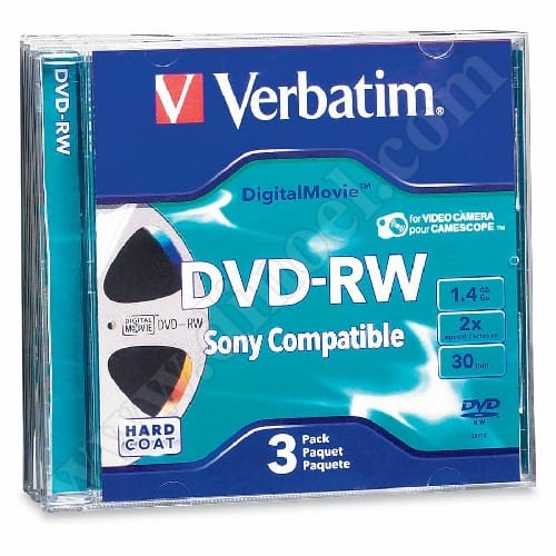 Mini DVD-RW Verbatim, 1.4GB, 2X, Slim case