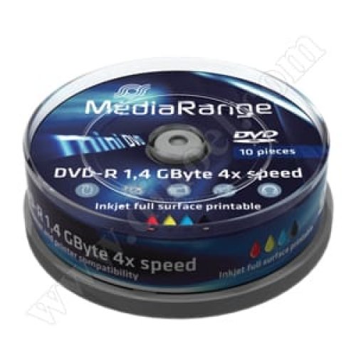Mini DVD-R MediaRange, Inkjet Printable, 1.4GB, 4X, Cake box 10бр.