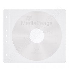 Джоб за оптичен диск MediaRange, двустранен, перфориран, 14cm x 13cm, PP, бял, 50бр.