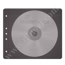Джоб за оптичен диск MediaRange, двустранен, перфориран, 14cm x 13cm, PP, черен, 50бр.