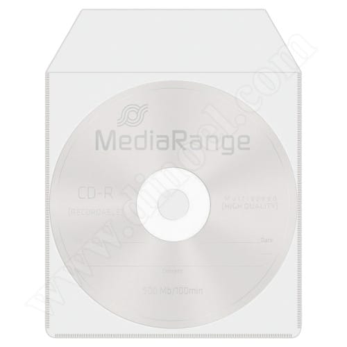 Плик за оптичен диск MediaRange, 13cm x 13cm, PP, прозрачен, 50бр.