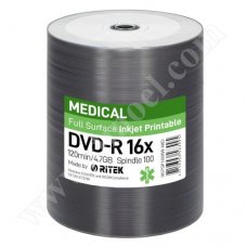 DVD-R Ritek, Professional, Inkjet Printable, Medical Line, 4.7GB, 16X, целофан 100бр. DVD-R Ritek, Professional, Inkjet Printable, Medical Line, 4.7GB, 16X, целофан 100бр.