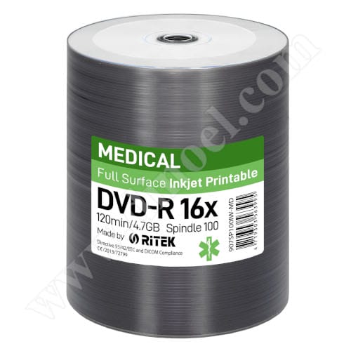 DVD-R Ritek, Professional, Inkjet Printable, Medical Line, 4.7GB, 16X, целофан 100бр.