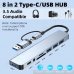 Разклонител и четец за карти RoTech, Multiport Hub 8 в 1, USB 3.0 & Type-C, Silver