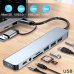 Разклонител и четец за карти RoTech, Multiport Hub 8 в 1, USB 3.0 & Type-C, Silver