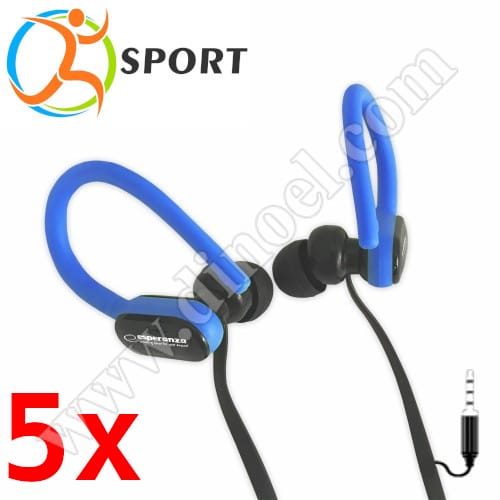 Слушалки с микрофон Esperanza, Sport, EH197KB, 3.5mm, jack x1, Blue