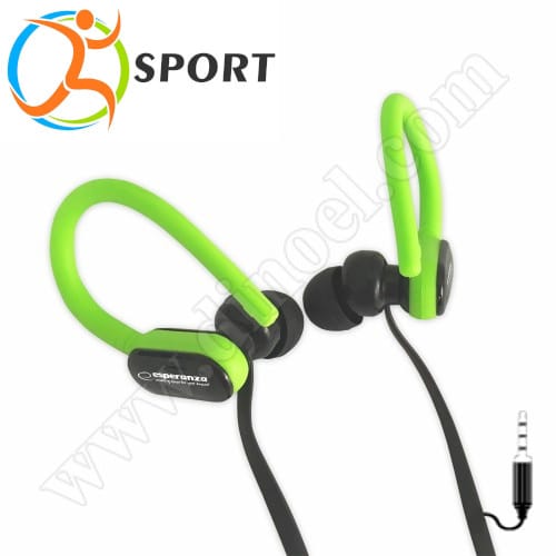 Слушалки с микрофон Esperanza, Sport, EH197KG, 3.5mm, jack x1, Green