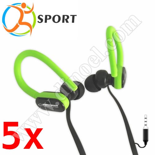 Слушалки с микрофон Esperanza, Sport, EH197KG, 3.5mm, jack x1, Green