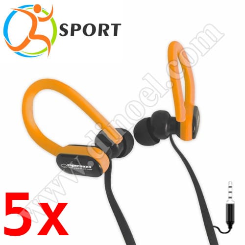 Слушалки с микрофон Esperanza, Sport, EH197KO, 3.5mm, jack x1, Orange