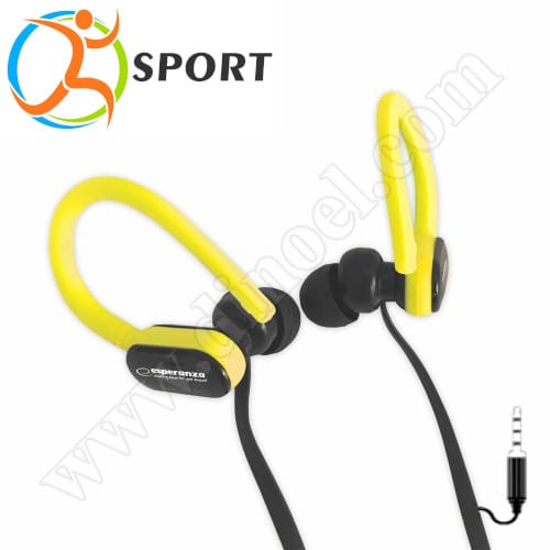 Слушалки с микрофон Esperanza, Sport, EH197KY, 3.5mm, jack x1, Yellow